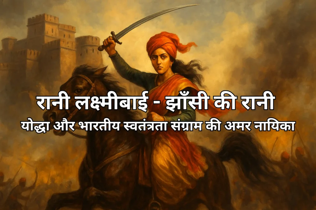 रानी लक्ष्मीबाई | झाँसी की रानी | योद्धा और भारतीय स्वतंत्रता संग्राम की अमर नायिका 41 रानी लक्ष्मीबाई घोड़े पर सवार होकर झाँसी के किले की रक्षा करती हुई