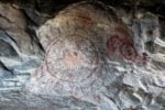 5,000 year old pictograph rock art paintings (sun) in the Mitla Caves, ThePoemStory - Poems and Stories, Poems and Stories