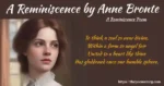 a reminiscence by anne bronte
