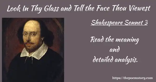 Shakespeare Sonnet 3 | Look In Thy Glass and Tell the Face Thou Viewest 1 Shakespeare Sonnet 3