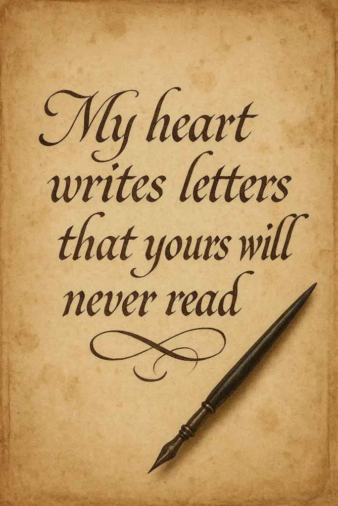 6 Poems About One Sided Love : The Heart's Silent Symphony 5 Vintage-styled Pinterest quote about unspoken love letters