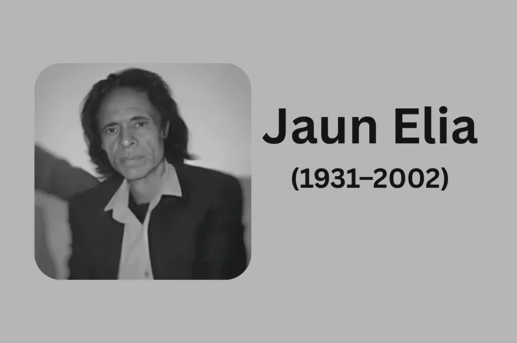 Black and white portrait of Urdu poet Jaun Elia (1931–2002)